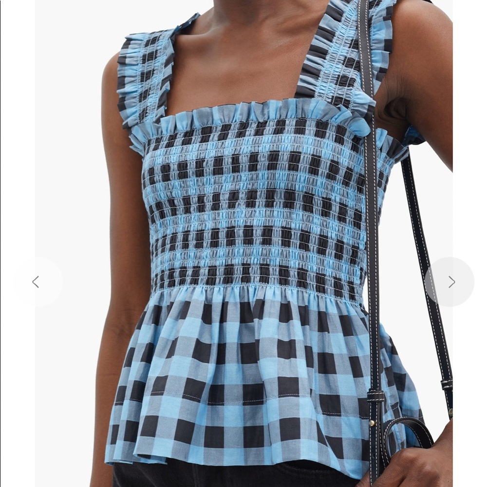 Ganni Cotton Silk Smock Top Sz 36 - Picture 3 of 10